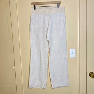 Linen Allen Allen Cream Wide-Leg Pants